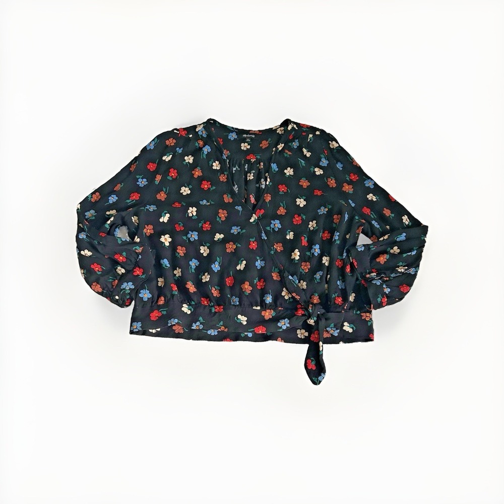 Madewell Cottagecore Fairy Wildflower Wrap Top XL Dark Garden Romantic Boho Chic